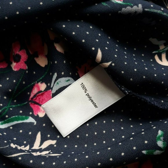 Maurices S Small Floral Polka Dot Blouse Mid Zip - Picture 7 of 8